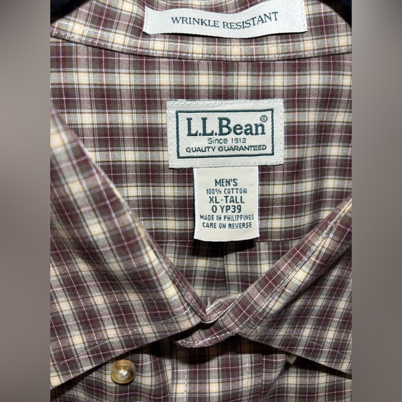 LL Bean XL Tall Wrinkle Res Plaid Long Sleeve Button Up Outdoor Fishing Hiking - Picture 2 of 4